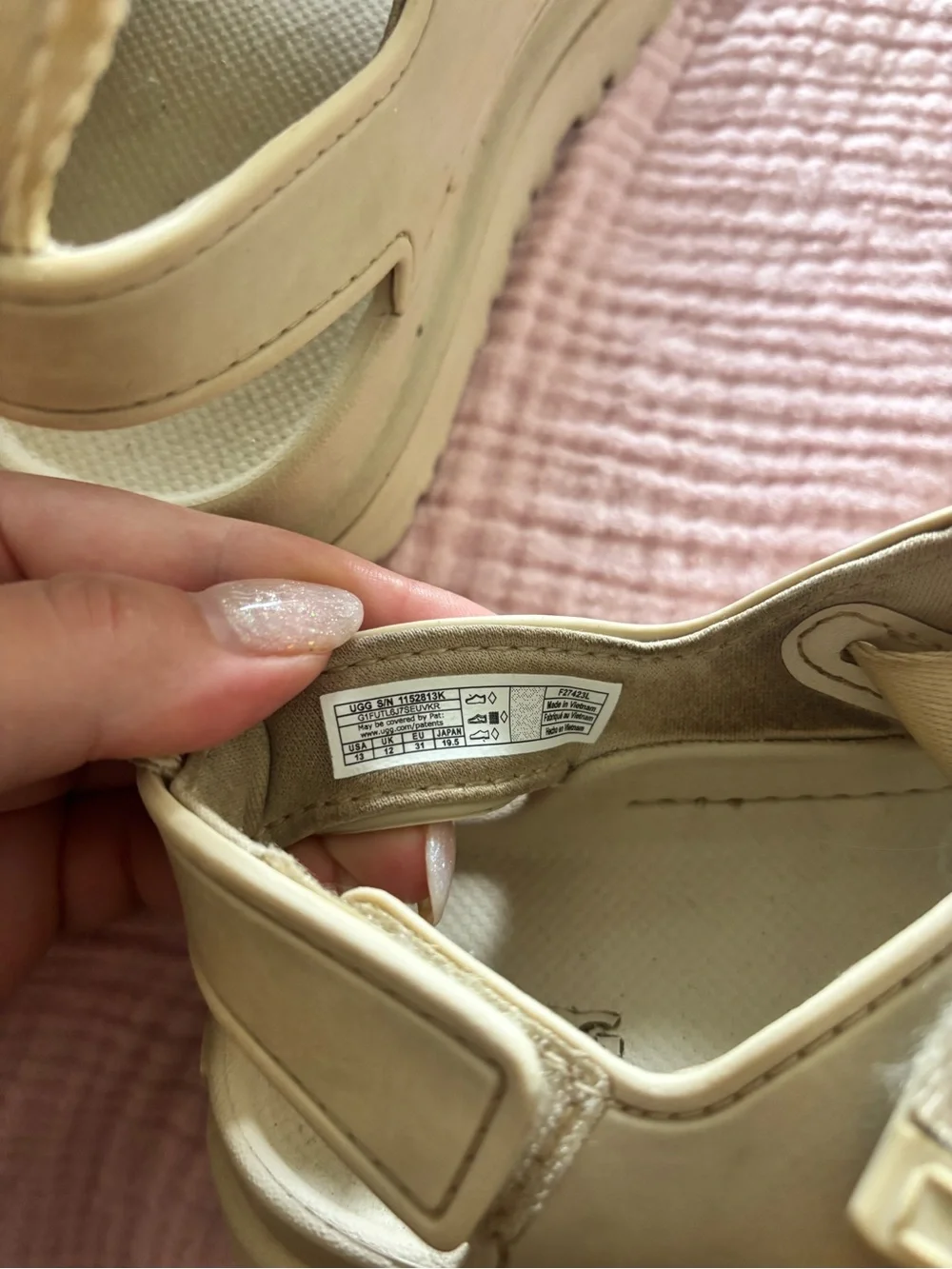 UGG Kids Sandal in Light Beige with Hook-and-Loop Straps